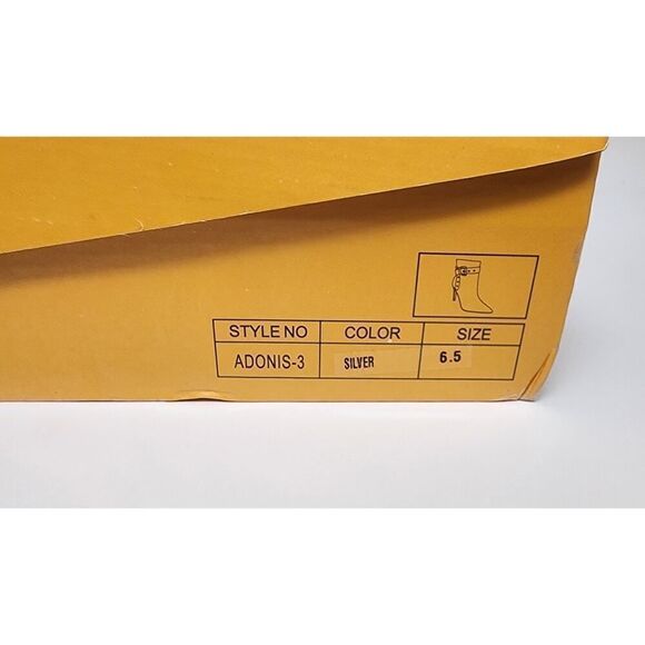 CHASE AND CHLOE Adonis-3 Buckle Pointed Toe Bootie Metallic Silver Size US 6.5 - Picture 11 of 12